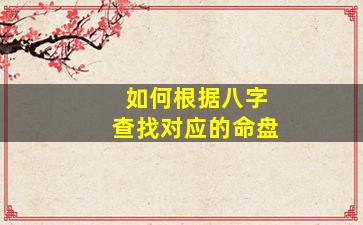 如何根据八字查找对应的命盘